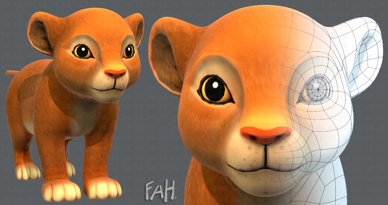 baby lion v01 3D Model .c4d .max .obj .3ds .fbx .stl .blend 