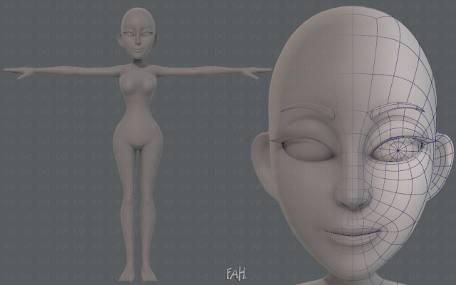 base mesh woman 14 3D मॉडल .c4d .max .obj .3ds .fbx .stl .blend 