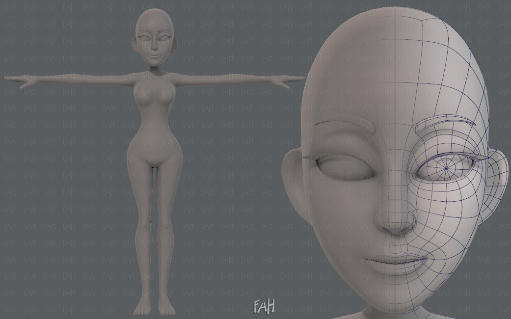 base mesh woman 14 3D Model .c4d .max .obj .3ds .fbx .stl .blend 
