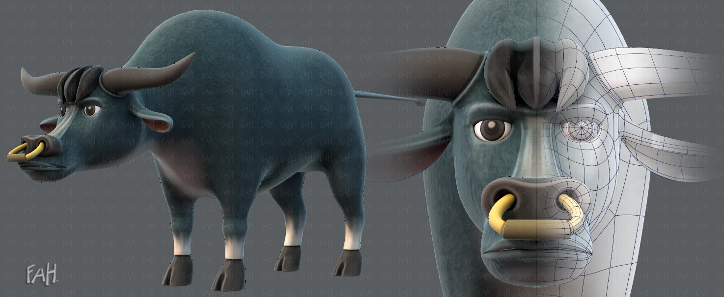 bull v01 3D Model .c4d .max .obj .3ds .fbx .stl .blend 