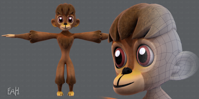 monkey v01 3D Модель .c4d .max .obj .3ds .fbx .stl .blend 