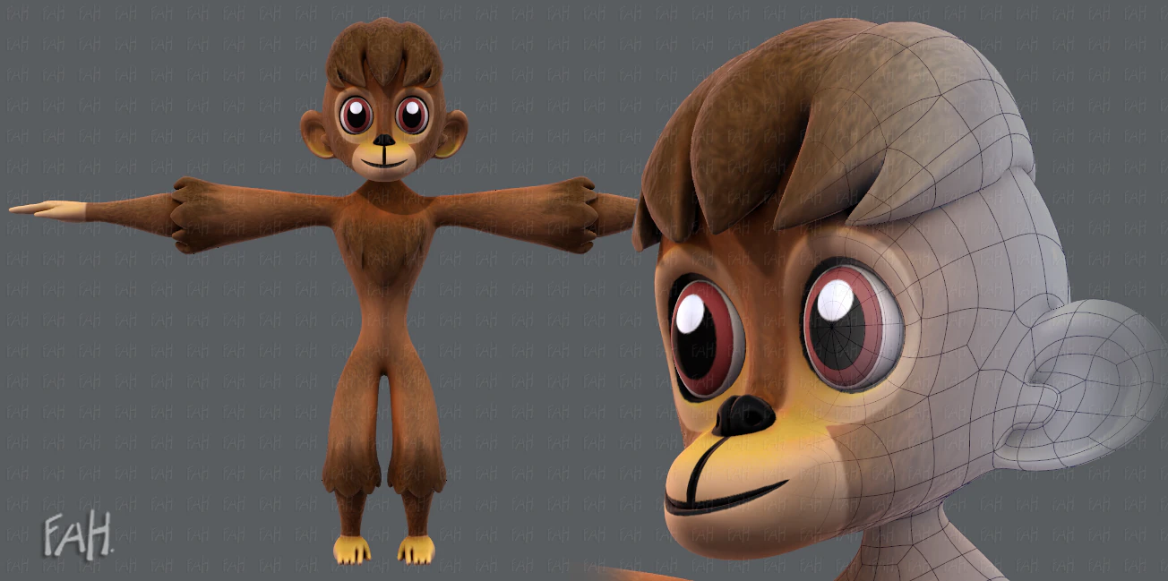 scimmia v01 Modello 3D .c4d .max .obj .3ds .fbx .stl .blend