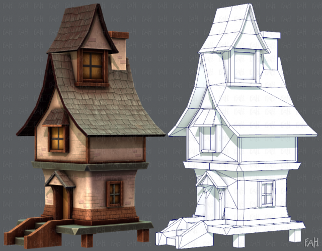 house cartoon v06 3D Модель .c4d .max .obj .3ds .fbx .stl .blend