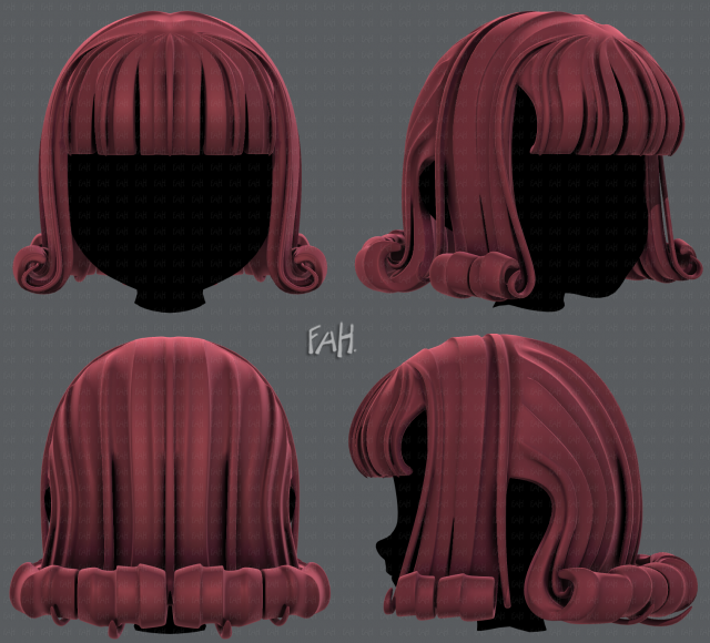 3d hair style for girl v43 3D Model .c4d .max .obj .3ds .fbx .stl .blend 
