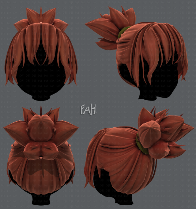 3d hair style for girl v45 3D Model .c4d .max .obj .3ds .fbx .stl .blend 