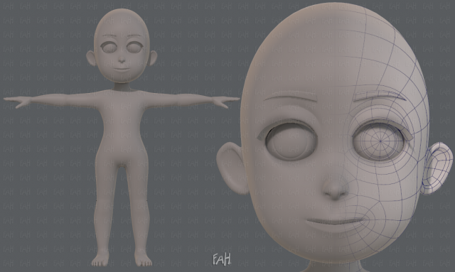 base mesh girl characterv07 3D Model .c4d .max .obj .3ds .fbx .stl .blend 