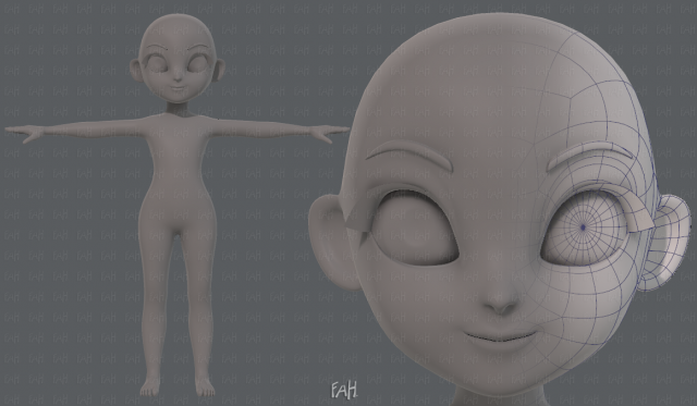 base mesh girl characterv08 Modèle 3D .c4d .max .obj .3ds .fbx .stl .blend 