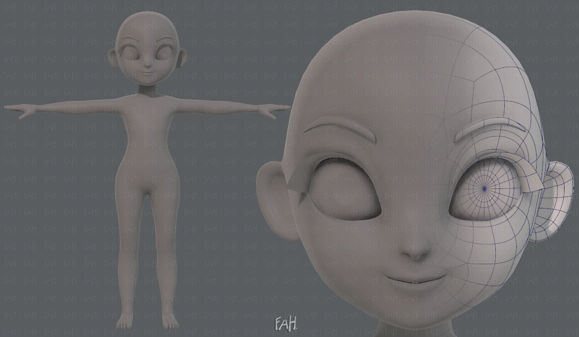 base mesh girl characterv08 3D Model .c4d .max .obj .3ds .fbx .stl .blend 