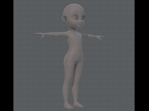 base mesh girl characterv08 Modèle 3D