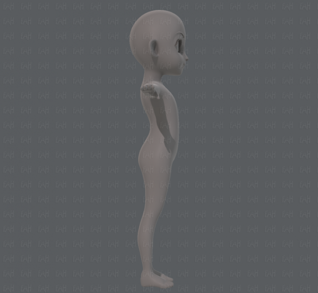 3D model Anime Girl 3D Base Mesh model Free Clothes Hair VR / AR / low-poly