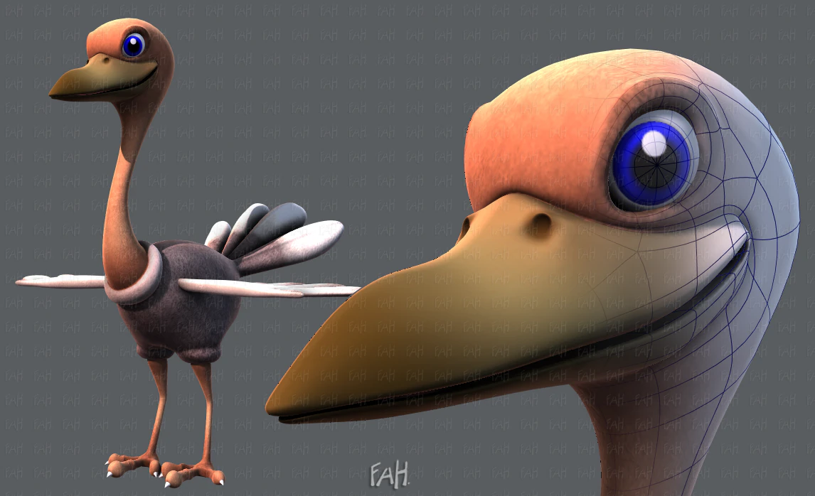 ostrich v01 3D Model .c4d .max .obj .3ds .fbx .stl .blend 