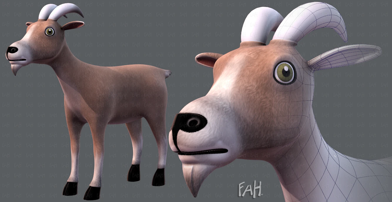 goat v01 3D Model .c4d .max .obj .3ds .fbx .stl .blend 