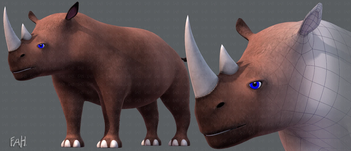 rinoceronte v01 Modello 3D .c4d .max .obj .3ds .fbx .stl .blend