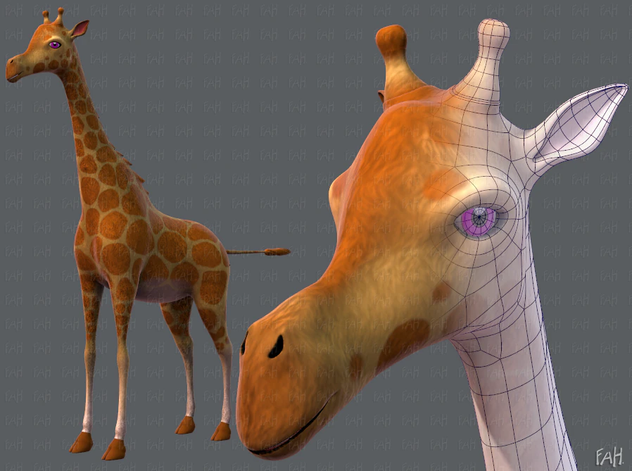 giraffa v01 Modello 3D .c4d .max .obj .3ds .fbx .stl .blend 