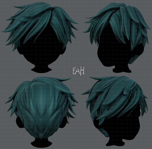 3d hair style for boy v43 3D 模型 .c4d .max .obj .3ds .fbx .stl .blend 