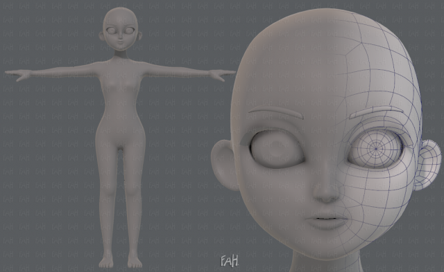 base mesh girl characterv09 3D 모델 .c4d .max .obj .3ds .fbx .stl .blend 
