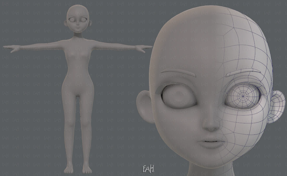 base mesh girl characterv09 3D Model .c4d .max .obj .3ds .fbx .stl .blend 