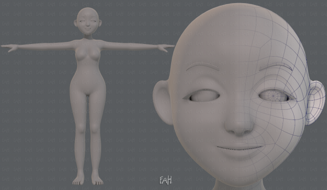 base mesh woman 16 3D Model .c4d .max .obj .3ds .fbx .stl .blend 
