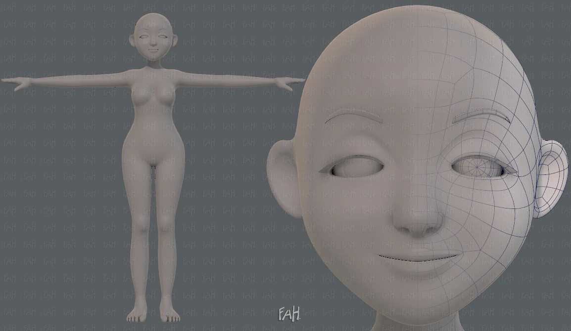 base mesh woman 16 3D Model .c4d .max .obj .3ds .fbx .stl .blend