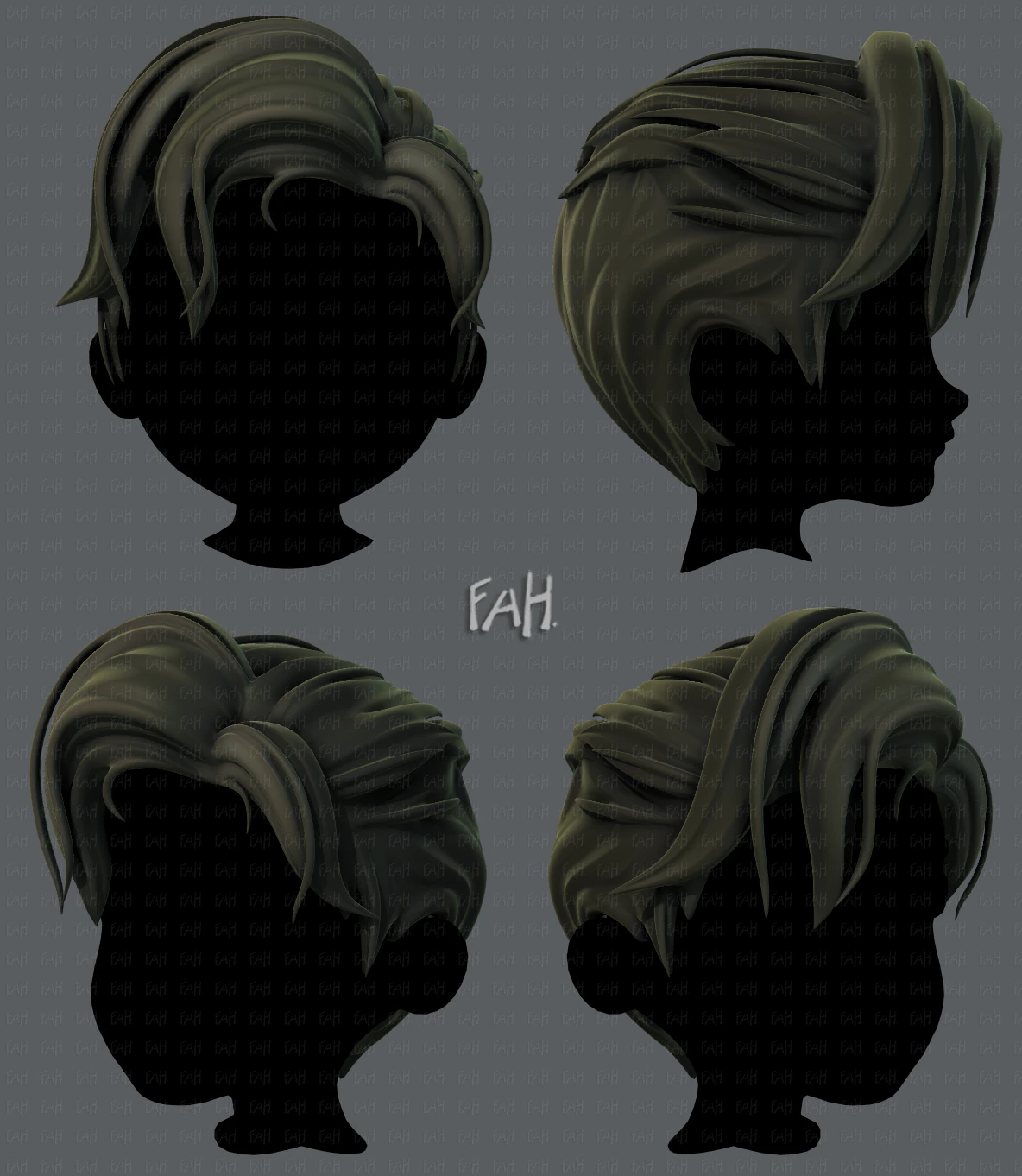3d hair style for boy v44 3D Model .c4d .max .obj .3ds .fbx .stl .blend 
