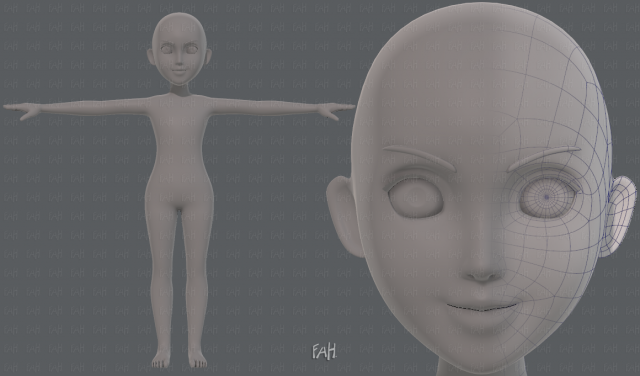 base mesh girl characterv10 3D Модель .c4d .max .obj .3ds .fbx .stl .blend 