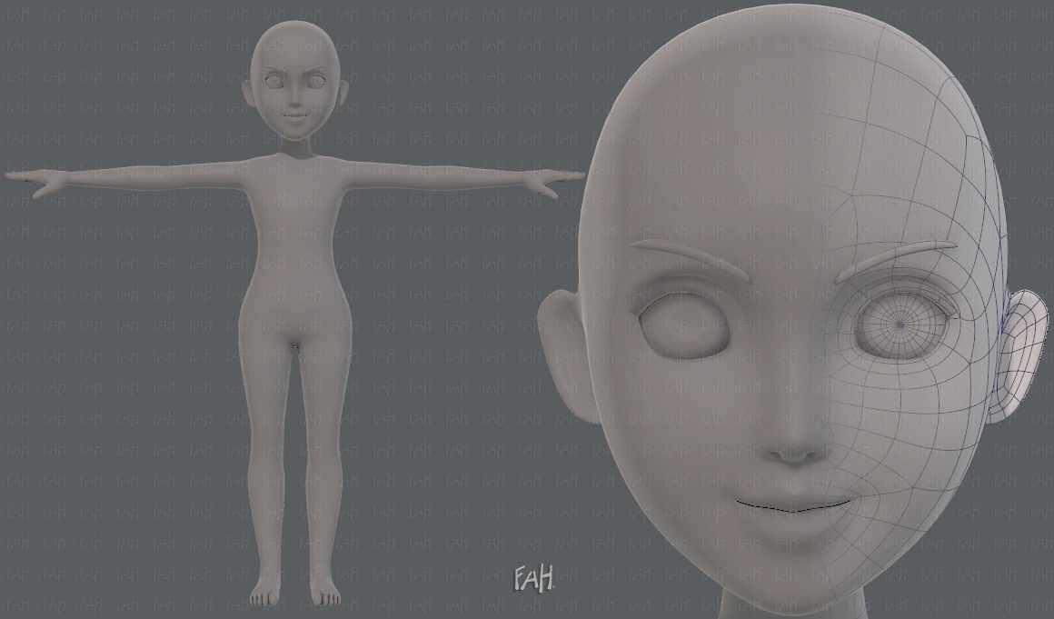 base mesh girl characterv10 3D Model .c4d .max .obj .3ds .fbx .stl .blend