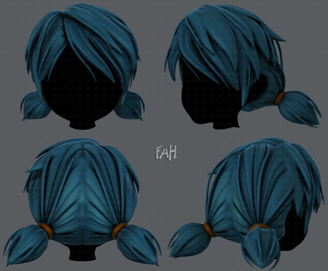 3d hair style for girl v55 Model 3D .c4d .max .obj .3ds .fbx .stl .blend 