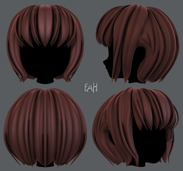 3d hair style for girl v56 3D 모델 .c4d .max .obj .3ds .fbx .stl .blend 