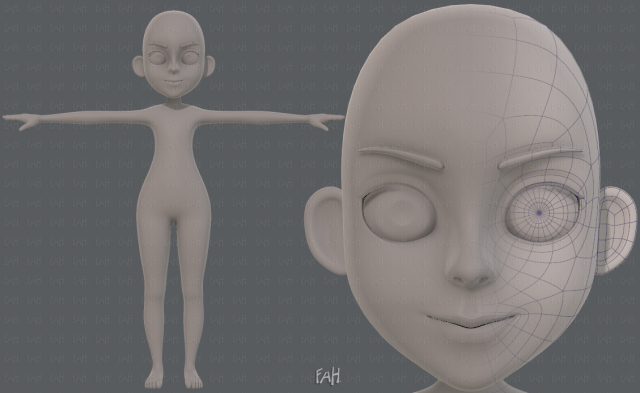 base mesh girl characterv11 Modello 3D .c4d .max .obj .3ds .fbx .stl .blend 