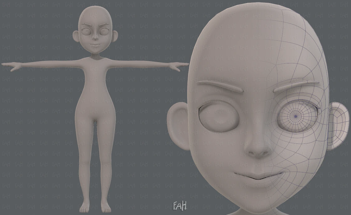 base mesh girl characterv11 3D Model .c4d .max .obj .3ds .fbx .stl .blend 