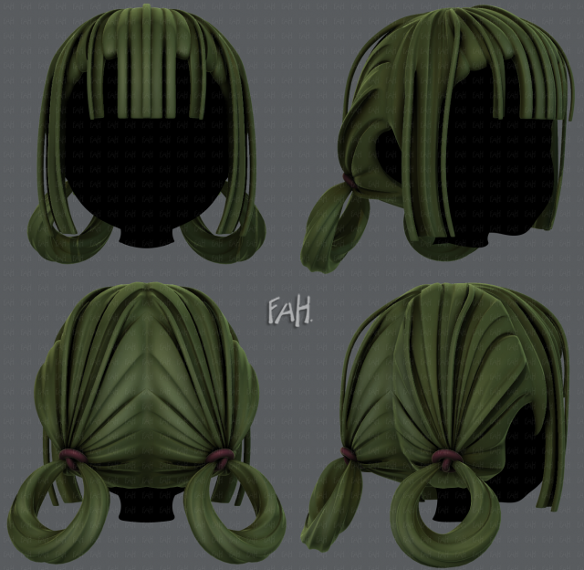 3d hair style for girl v58 3D Model .c4d .max .obj .3ds .fbx .stl .blend 