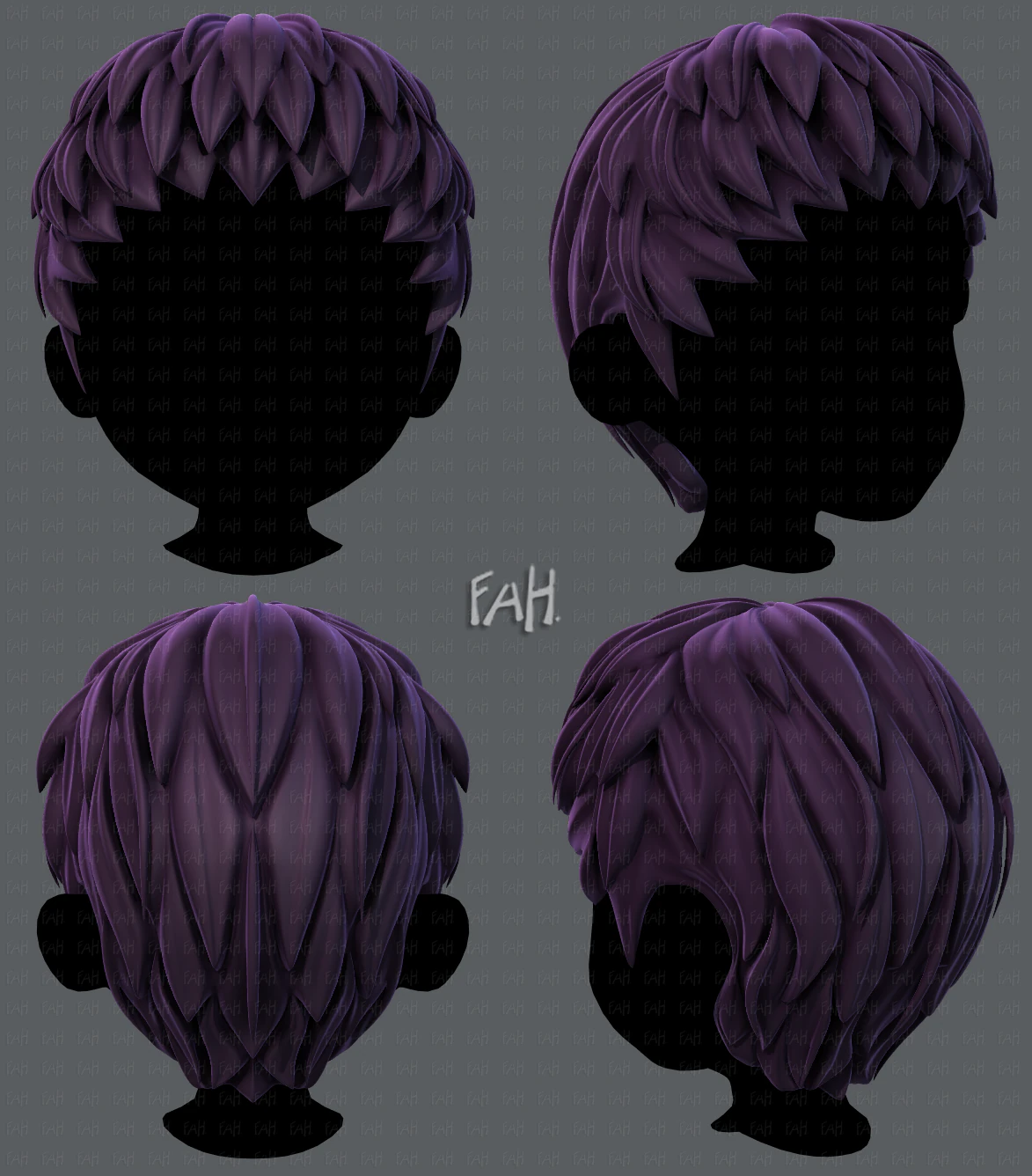 3d hair style for boy v53 3D Model .c4d .max .obj .3ds .fbx .stl .blend
