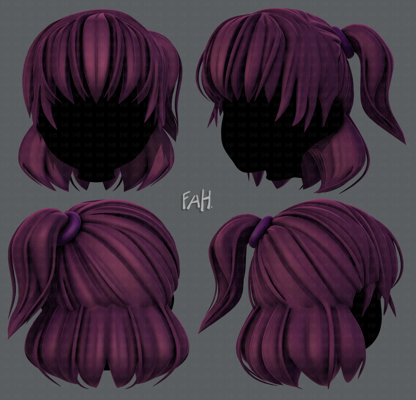 3d hair style for girl v60 3D Model .c4d .max .obj .3ds .fbx .stl .blend