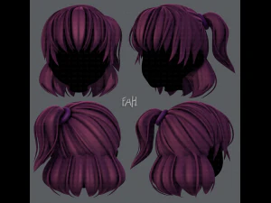 3D-Frisur f&uuml;r M&auml;dchen v60 3D Modell