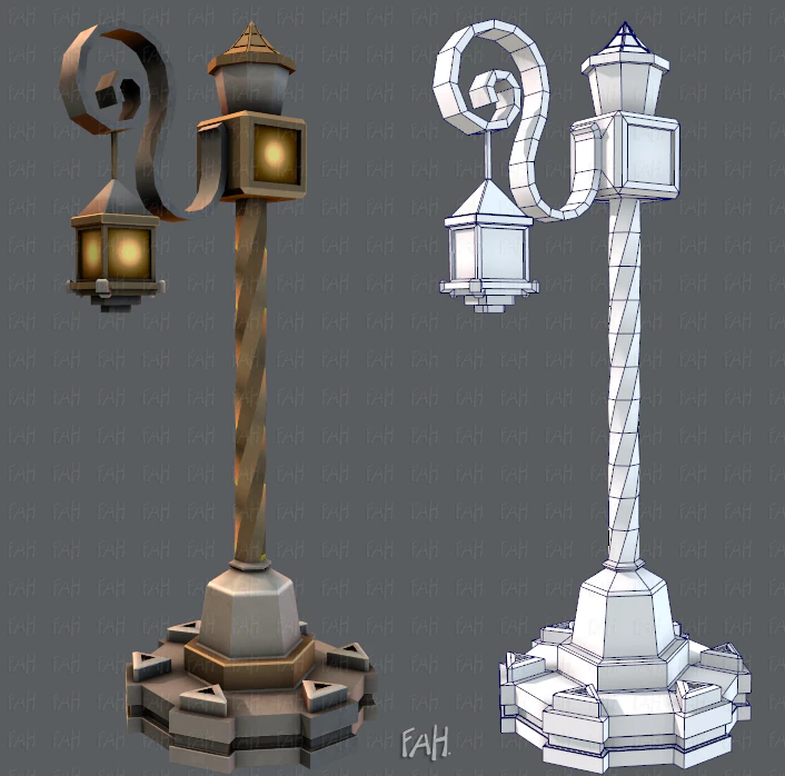 lamp post v01 3D Model .c4d .max .obj .3ds .fbx .stl .blend 