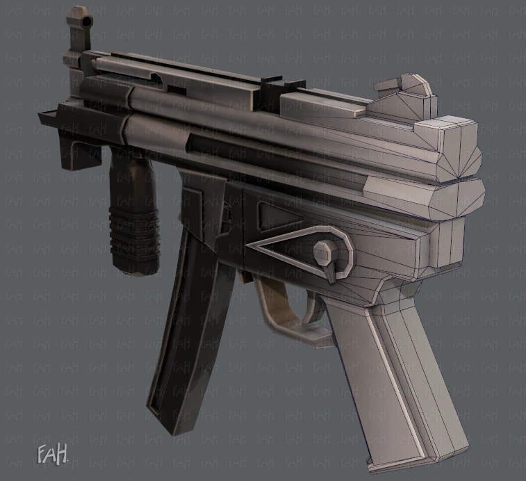 GunCartoon 03 3D Model .c4d .max .obj .3ds .fbx .stl .blend 