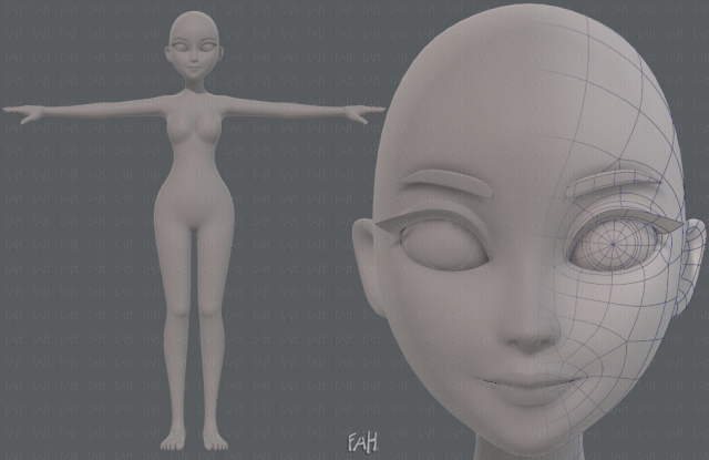base mesh woman 17 Model 3D .c4d .max .obj .3ds .fbx .stl .blend 