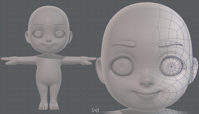cartoon child v03 Modelo 3D .c4d .max .obj .3ds .fbx .stl .blend 