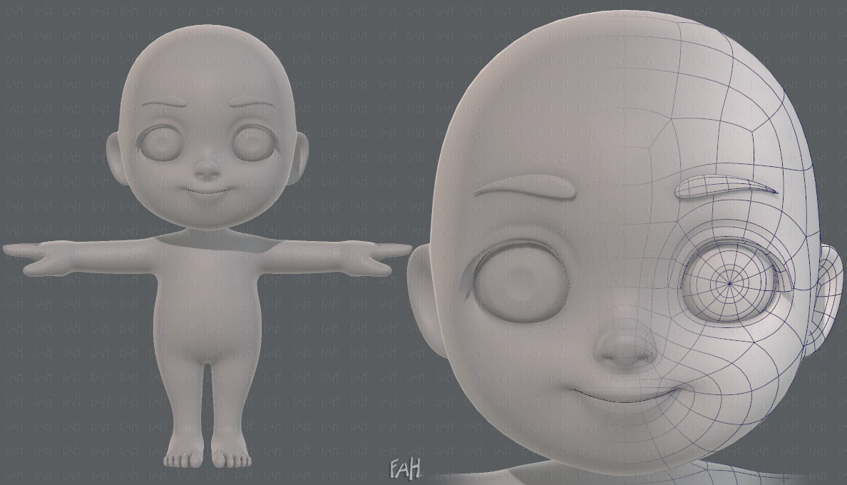 cartoon child v03 3D Model .c4d .max .obj .3ds .fbx .stl .blend 