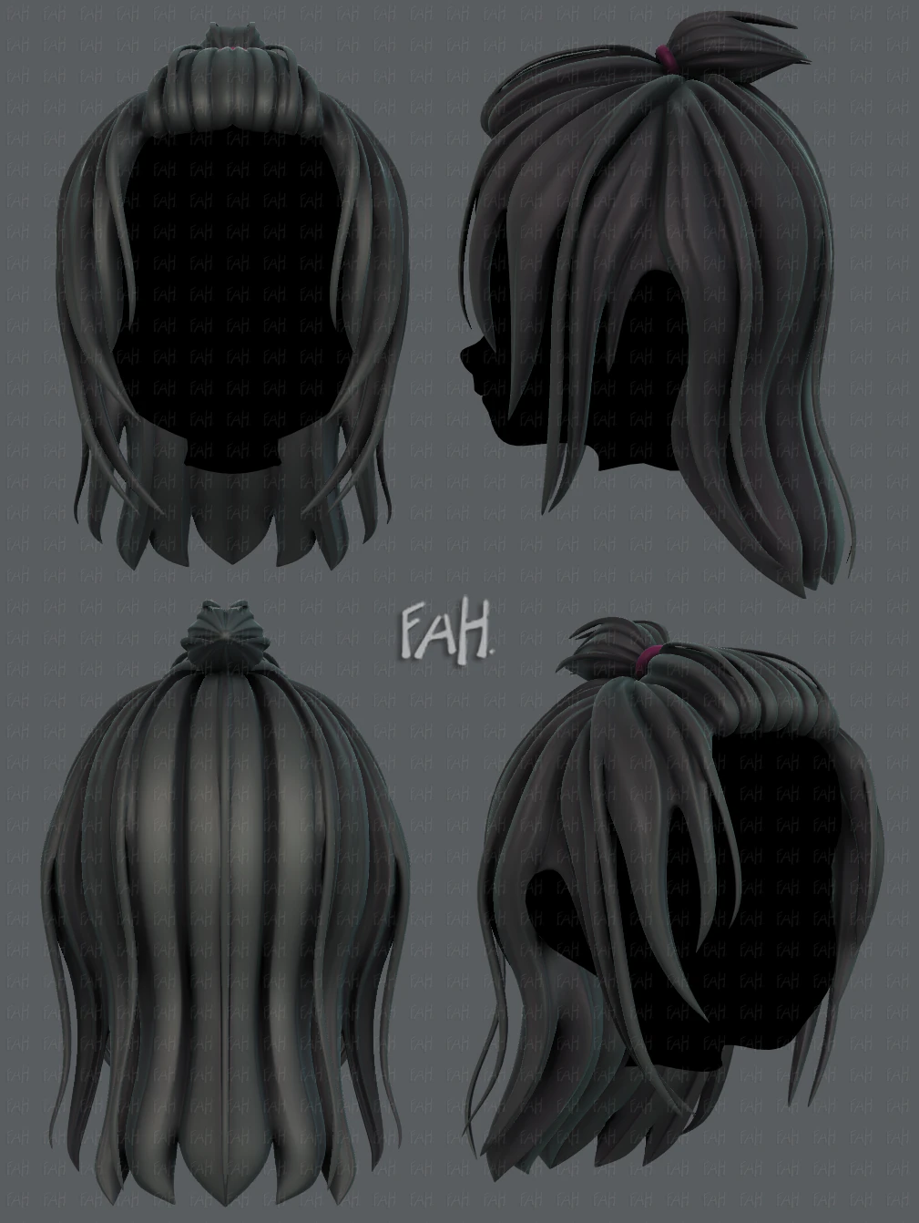 3d hair style for girl v62 3D Model .c4d .max .obj .3ds .fbx .stl .blend 