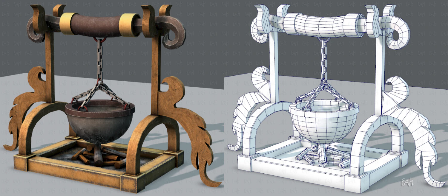 charcoal pot v01 3D Model .c4d .max .obj .3ds .fbx .stl .blend 