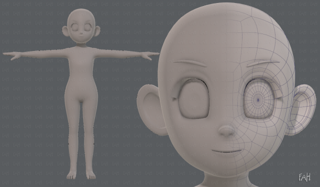 base mesh girl characterv12 3Dモデル .c4d .max .obj .3ds .fbx .stl .blend 