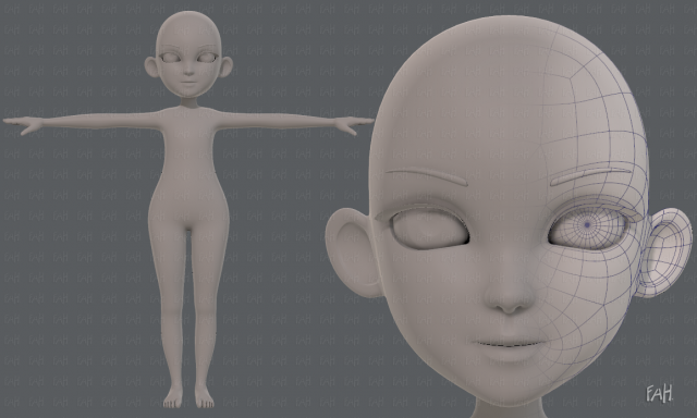 base mesh girl characterv13 Model 3D .c4d .max .obj .3ds .fbx .stl .blend 