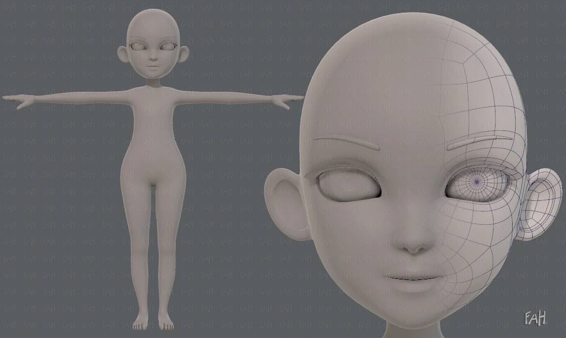 base mesh girl characterv13 3D Model .c4d .max .obj .3ds .fbx .stl .blend