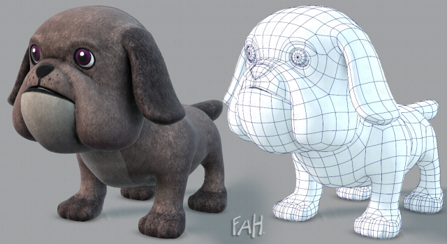 dog base cartoonv06 3D 模型 .c4d .max .obj .3ds .fbx .stl .blend 