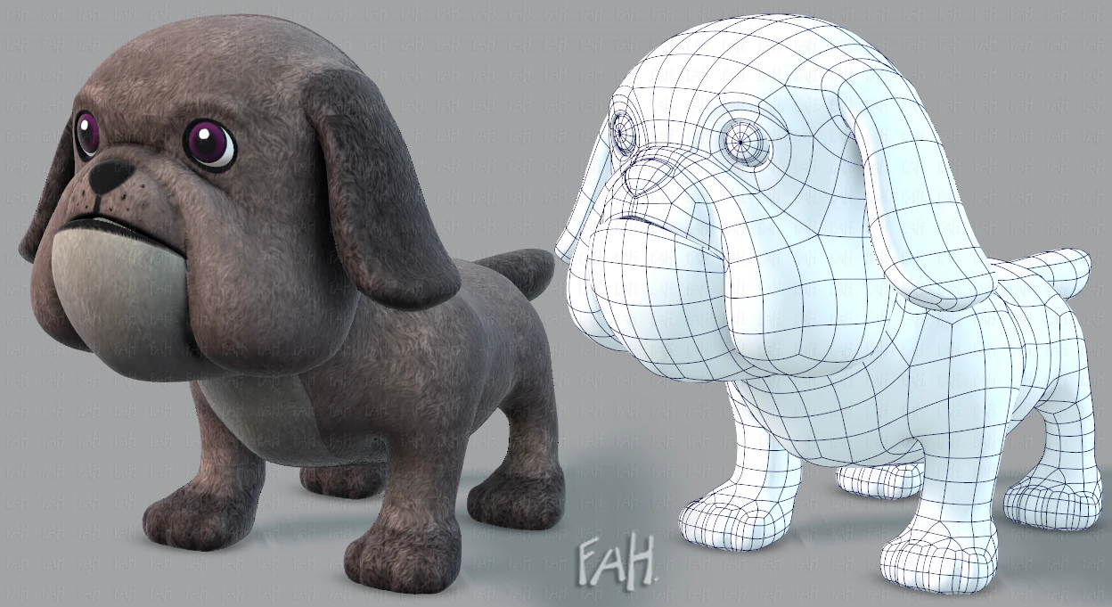 dog base cartoonv06 3D Model .c4d .max .obj .3ds .fbx .stl .blend