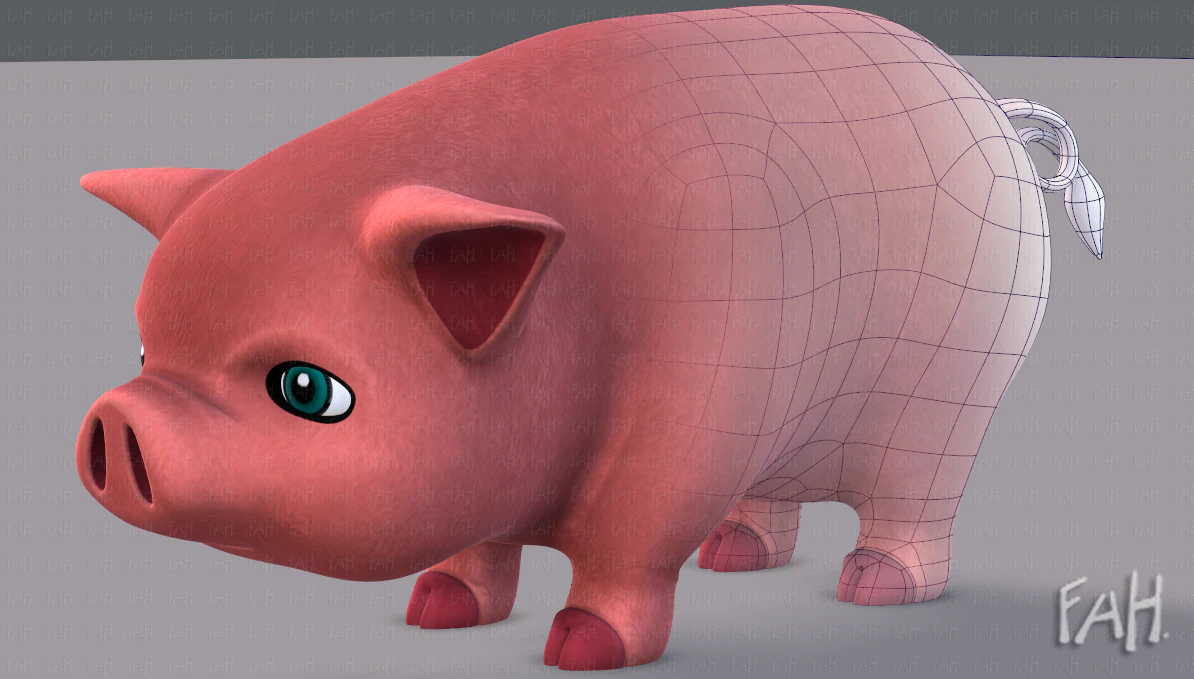 pig cartoon v03 3D Model .c4d .max .obj .3ds .fbx .stl .blend 