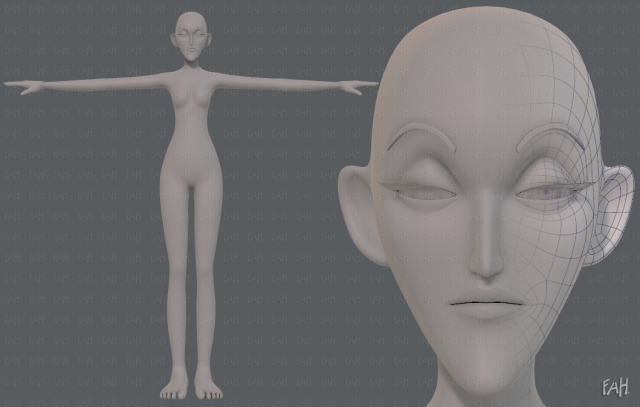 base mesh woman 21 3D-Modell .c4d .max .obj .3ds .fbx .stl .blend 