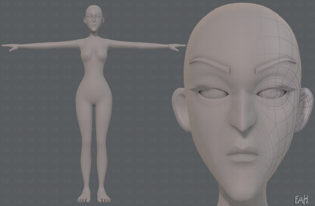base mesh woman 22 3D Model .c4d .max .obj .3ds .fbx .stl .blend 
