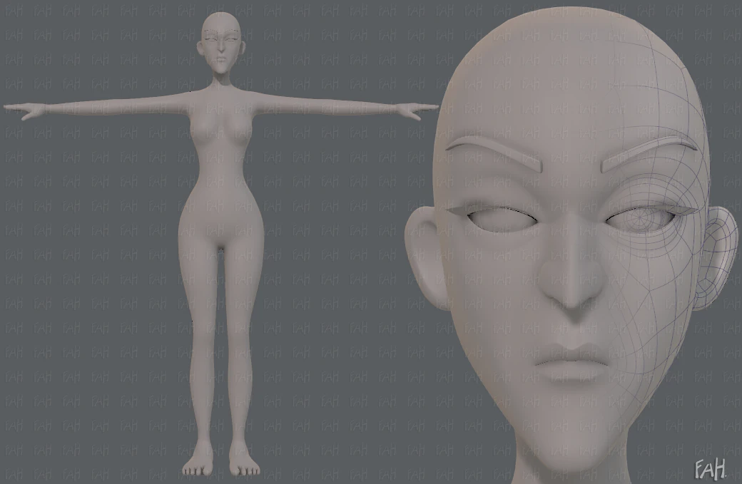 base mesh woman 22 3D Model .c4d .max .obj .3ds .fbx .stl .blend